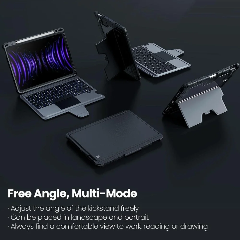iPad Pro 11 iPad Air 5 4 Case‎ with Keyboard Trackpad Backlit Nillkin Gray
